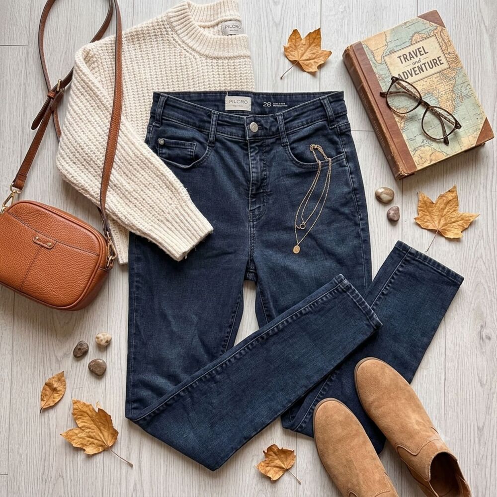 Pilcro Anthropologie High Rise Skinny Jeans Dark Wash Denim Size 28
